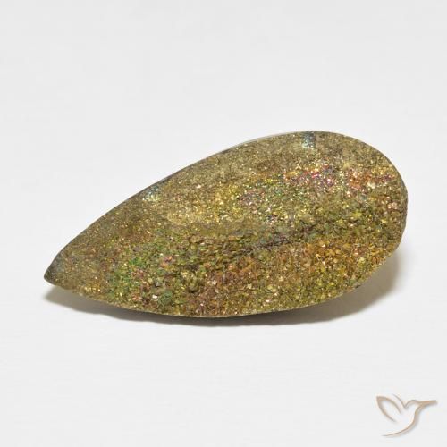 13.42ct 天然 彩色 彩虹黄铁矿, 梨形, 不透明
