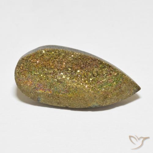 13.42克拉天然彩虹黄铁矿，梨形，不透明