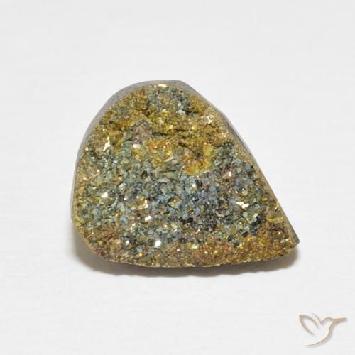 3.71克拉天然彩虹黄铁矿，梨形，不透明