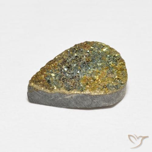 3.71克拉天然彩虹黄铁矿，梨形，不透明