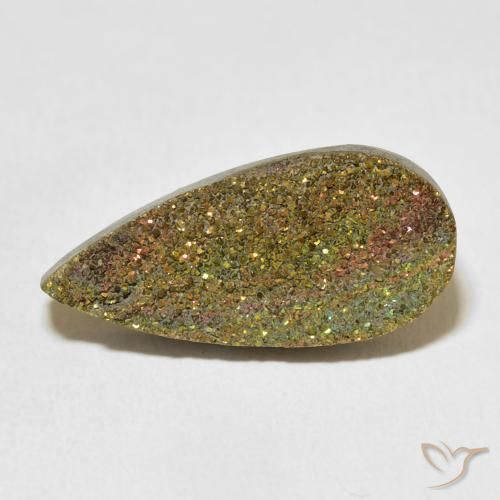 8.74ct 天然 彩色 彩虹黄铁矿, 梨形, 不透明
