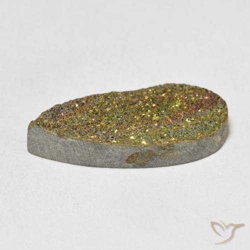 8.74克拉天然彩虹黄铁矿，梨形，不透明