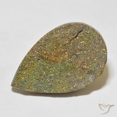 22.03ct 天然 彩色 彩虹黄铁矿, 梨形, 不透明