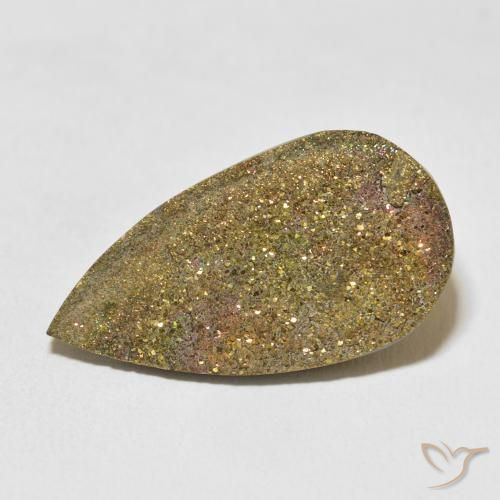 17.24ct 天然 彩色 彩虹黄铁矿, 梨形, 不透明