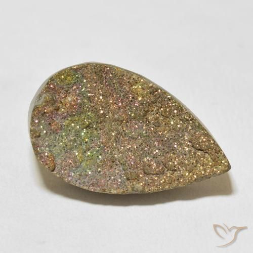 17.21ct 天然 彩色 彩虹黄铁矿, 梨形, 不透明