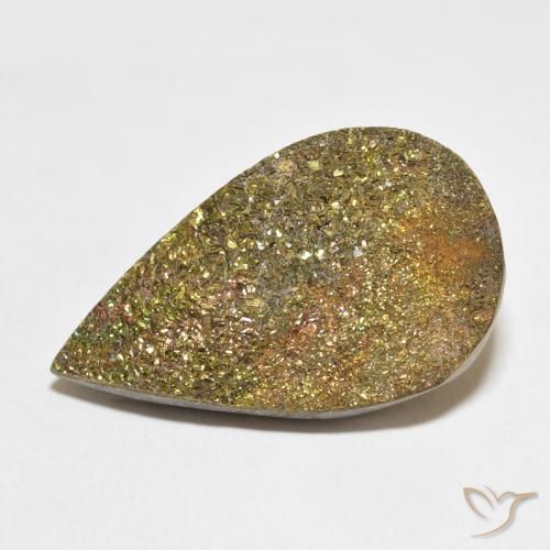 18.07ct 天然 彩色 彩虹黄铁矿, 梨形, 不透明