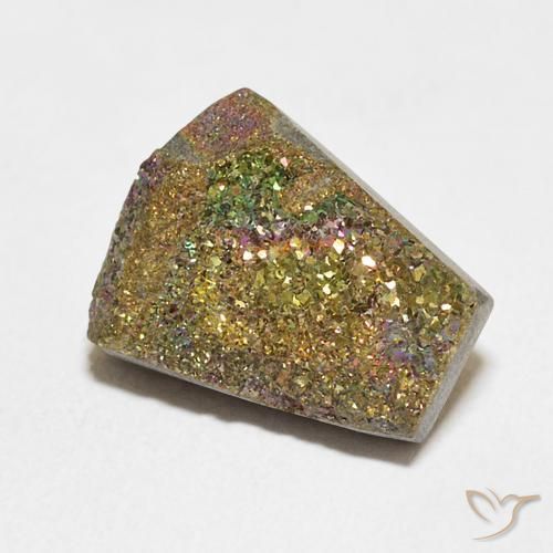 7.37ct 天然 彩色 彩虹黄铁矿, 花式切割, 不透明
