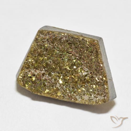 12.28克拉天然彩虹黄铁矿，花式切割，不透明