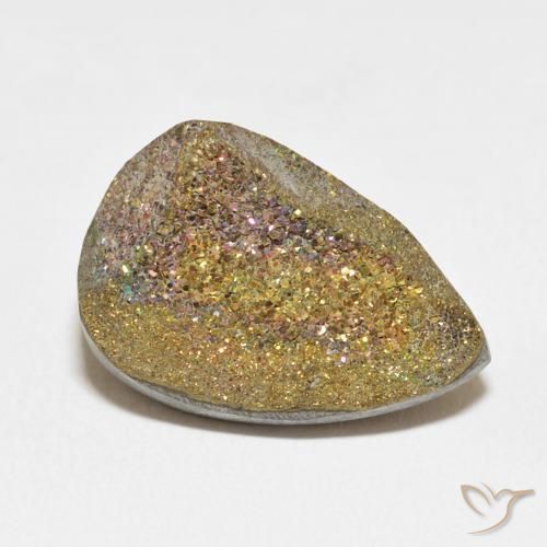 13.11ct 天然 彩色 彩虹黄铁矿, 梨形, 不透明