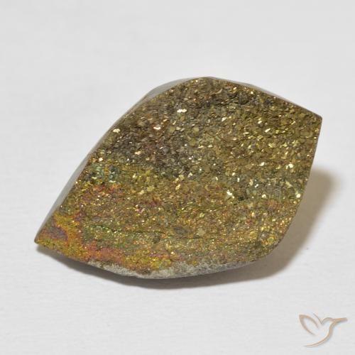 15.21ct 天然 彩色 彩虹黄铁矿, 梨形, 不透明