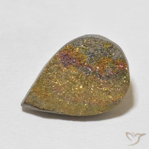 9.97ct 天然 彩色 彩虹黄铁矿, 梨形, 不透明