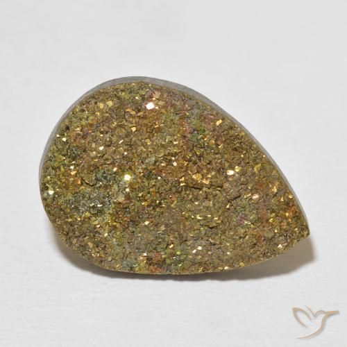 8.15ct 天然 彩色 彩虹黄铁矿, 梨形, 不透明