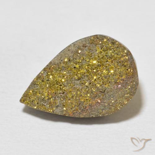 6.87ct 天然 彩色 彩虹黄铁矿, 梨形, 不透明