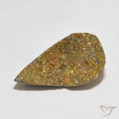 4.89ct 天然 彩色 彩虹黄铁矿, 梨形, 不透明