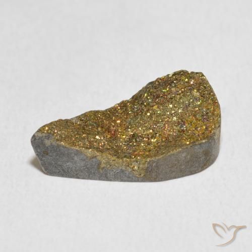 4.89克拉天然彩虹黄铁矿，梨形，不透明