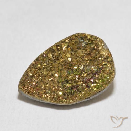 5.82ct 天然 彩色 彩虹黄铁矿, 梨形, 不透明