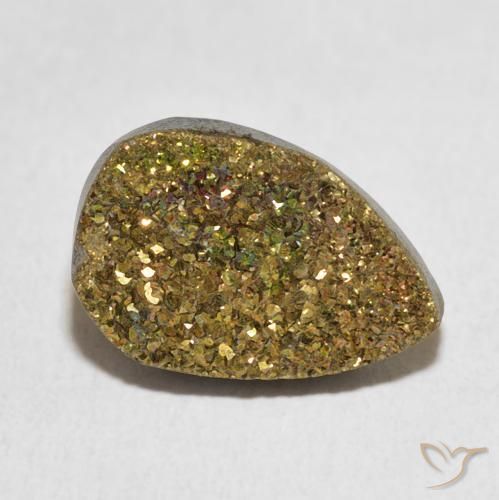 5.82克拉天然彩虹黄铁矿，梨形，不透明
