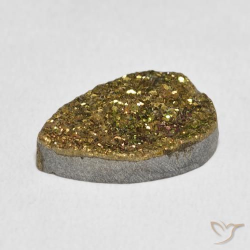 5.82克拉天然彩虹黄铁矿，梨形，不透明