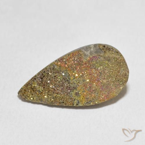 4.55ct 天然 彩色 彩虹黄铁矿, 梨形, 不透明