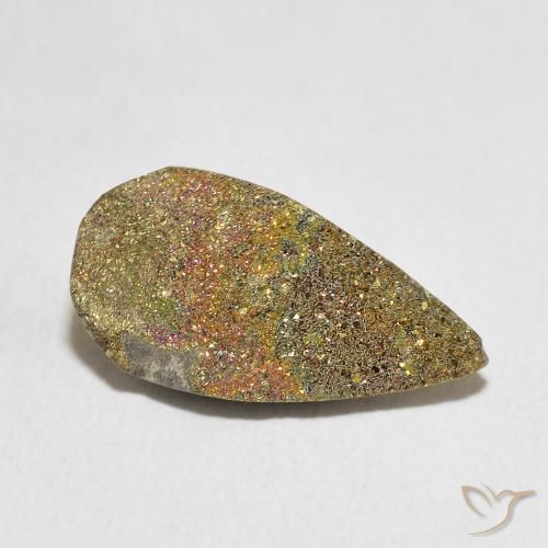 4.55克拉天然彩虹黄铁矿，梨形，不透明