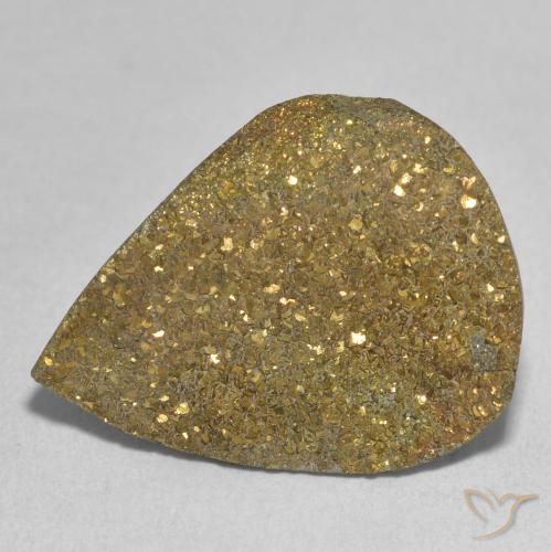 13.48ct 天然 彩色 彩虹黄铁矿, 梨形, 不透明