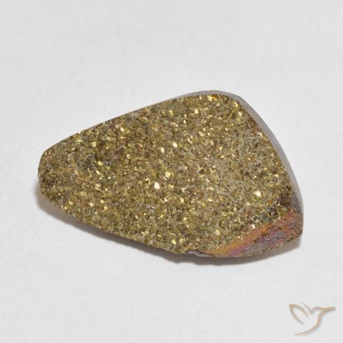 10.13克拉天然彩虹黄铁矿，花式切割，不透明