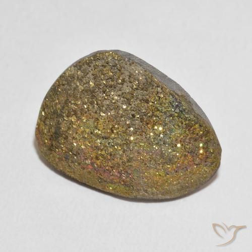 17.03克拉天然彩虹黄铁矿，花式切割，不透明