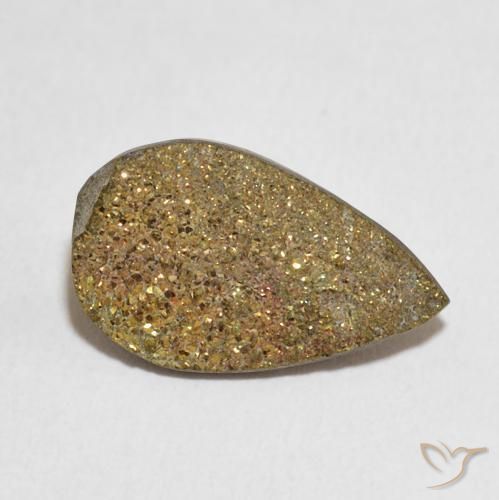 4.75克拉天然彩虹黄铁矿，梨形，不透明