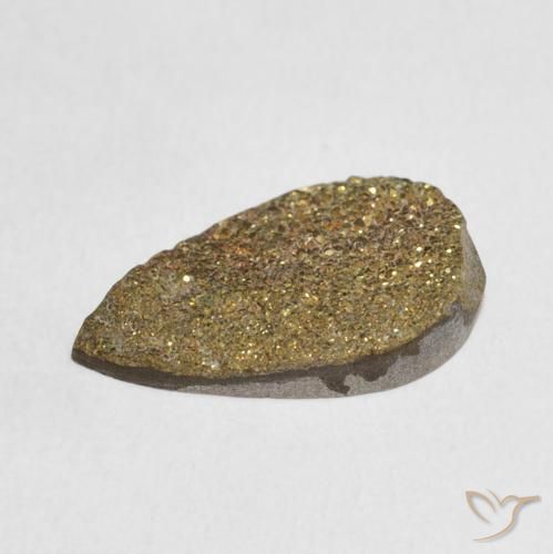 4.75克拉天然彩虹黄铁矿，梨形，不透明