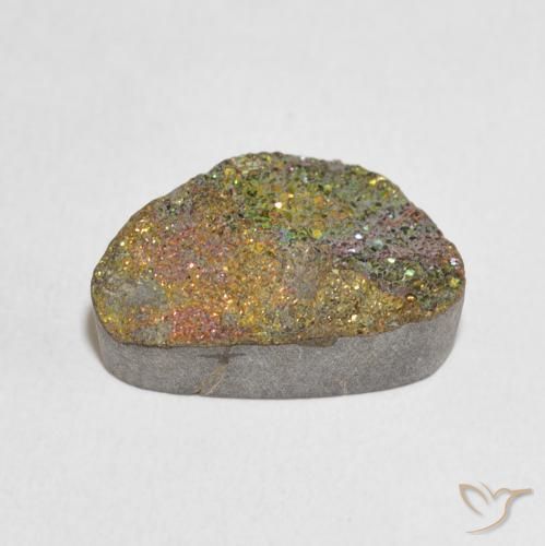 9.51克拉天然彩虹黄铁矿，花式切割，不透明