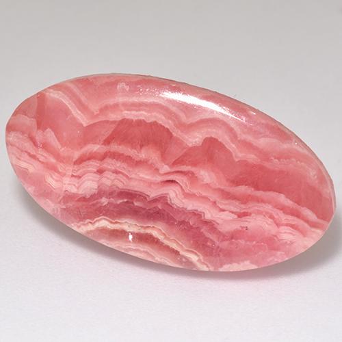 21.09克拉天然粉色菱锰矿，椭圆形切割，25.3×13.3毫米，半透明