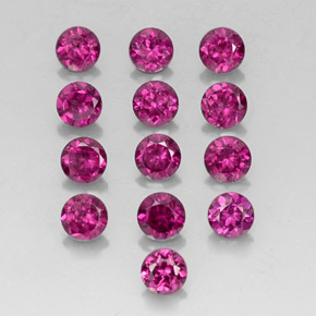 克拉天然红榴石石榴石，圆形切割，VVS-VS