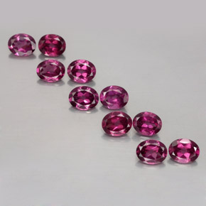 天然红色紫牙乌石榴石，椭圆形切割，5.1×4.1毫米，VS