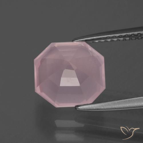 3.56克拉天然粉色粉晶，祖母绿式切割，9.5×9.4毫米，透明