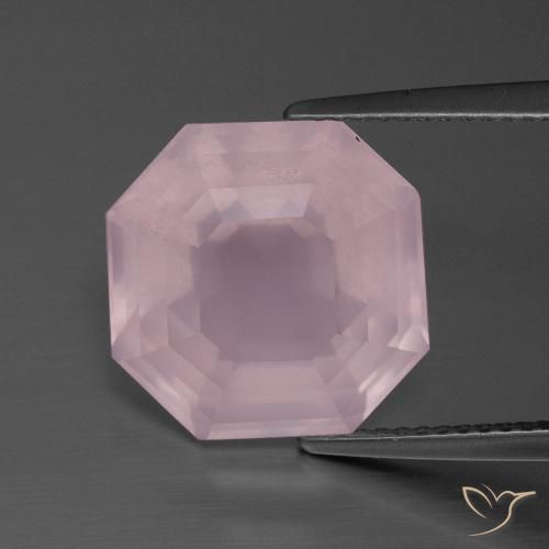 9.93ct 天然 中玫瑰粉 芙蓉石, 祖母绿式切割, 透明