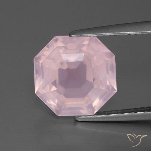 4.88ct 天然 浅淡粉色 芙蓉石, 祖母绿式切割, 透明