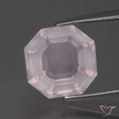3.45ct 天然 非常浅的玫瑰粉色 芙蓉石, 祖母绿式切割, 透明