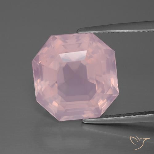 11.61ct 天然 中玫瑰粉 芙蓉石, 祖母绿式切割, 透明