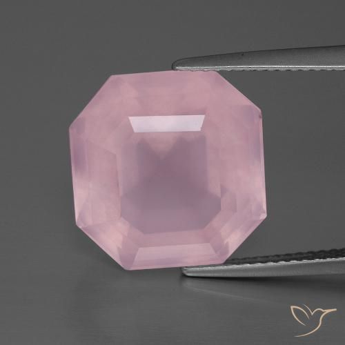 12.51ct 天然 中玫瑰粉 芙蓉石, 祖母绿式切割, 透明