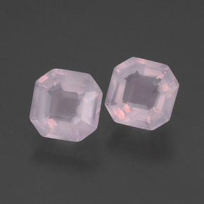3.07天然粉色粉晶，祖母绿式切割，7.2×7.2毫米，透明