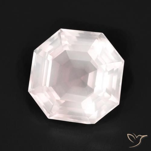 5.10ct 天然 非常浅的玫瑰粉色 芙蓉石, 祖母绿式切割, 透明