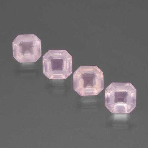 7.24天然粉色粉晶，祖母绿式切割，7.6×6.8毫米，透明