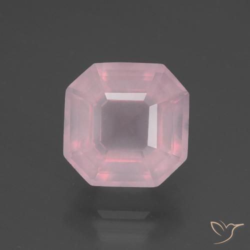 3.18克拉天然粉色粉晶，祖母绿式切割，9×9毫米，透明