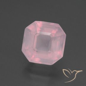 3.18克拉天然粉色粉晶，祖母绿式切割，9×9毫米，透明