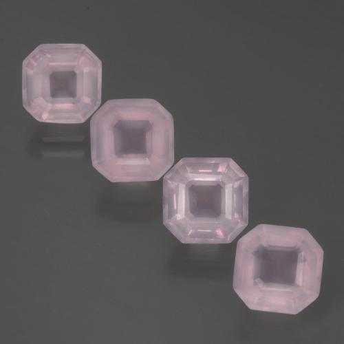 7.26天然粉色粉晶，祖母绿式切割，7.6×7.6毫米，透明