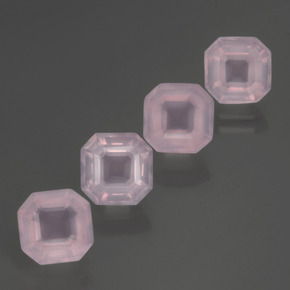 7.26天然粉色粉晶，祖母绿式切割，7.6×7.6毫米，透明