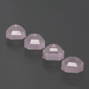 7.26天然粉色粉晶，祖母绿式切割，7.6×7.6毫米，透明