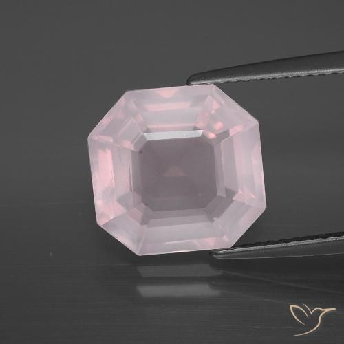 5.36ct 天然 非常浅的玫瑰粉色 芙蓉石, 祖母绿式切割, 透明