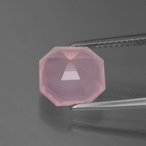 3.98克拉天然粉晶，祖母绿式切割，透明