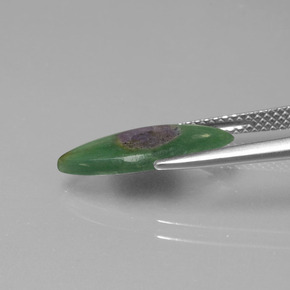 2.38克拉天然双色红宝石绿云母，马眼形，16.3×7.5毫米，半透明